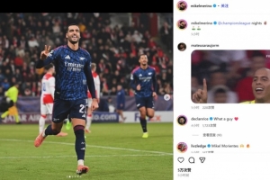 梅超锋！客串中锋双响，梅里诺社媒晒照：欧冠之夜✌🏽⛳️⛳️
