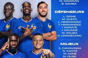 法国名单：姆巴佩领衔，坎特、萨利巴入选，登贝莱、琼阿梅尼伤缺