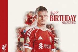 利物浦官方祝凯尔凯兹22岁生日快乐，加盟以来出战15场打进1球
