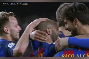 😂为了帮他进球全队都拼了！小马哥巴萨7年职业生涯的唯一进球