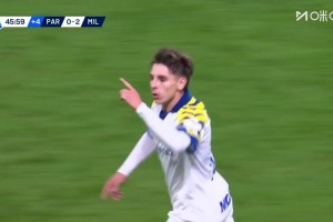 埃斯图皮尼安防守被扛倒！伯纳贝世界波死角破门！迈尼昂毫无办法